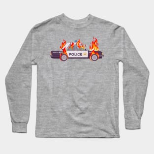 Flaming Cop Car Long Sleeve T-Shirt